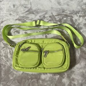 Vibrant Lime Crossbody Bag with Dual Pockets